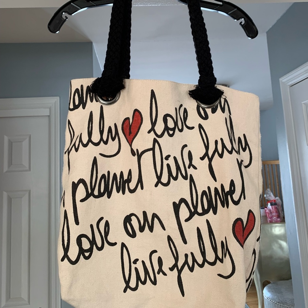 Diane Von Furstenberg Cream and Black Canvas Tote